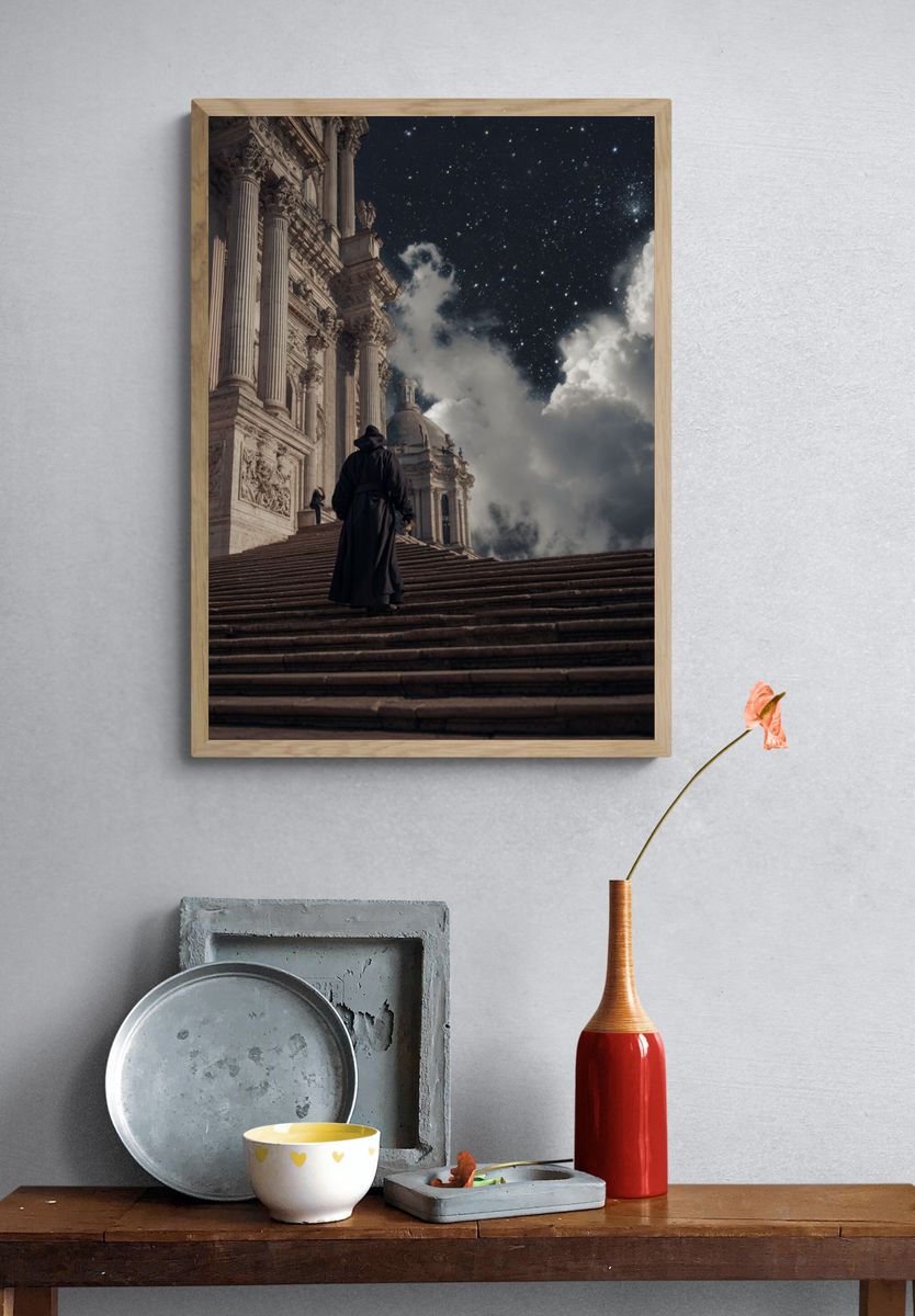 Celestial Cathedral Surrealism Poster. — room view 3