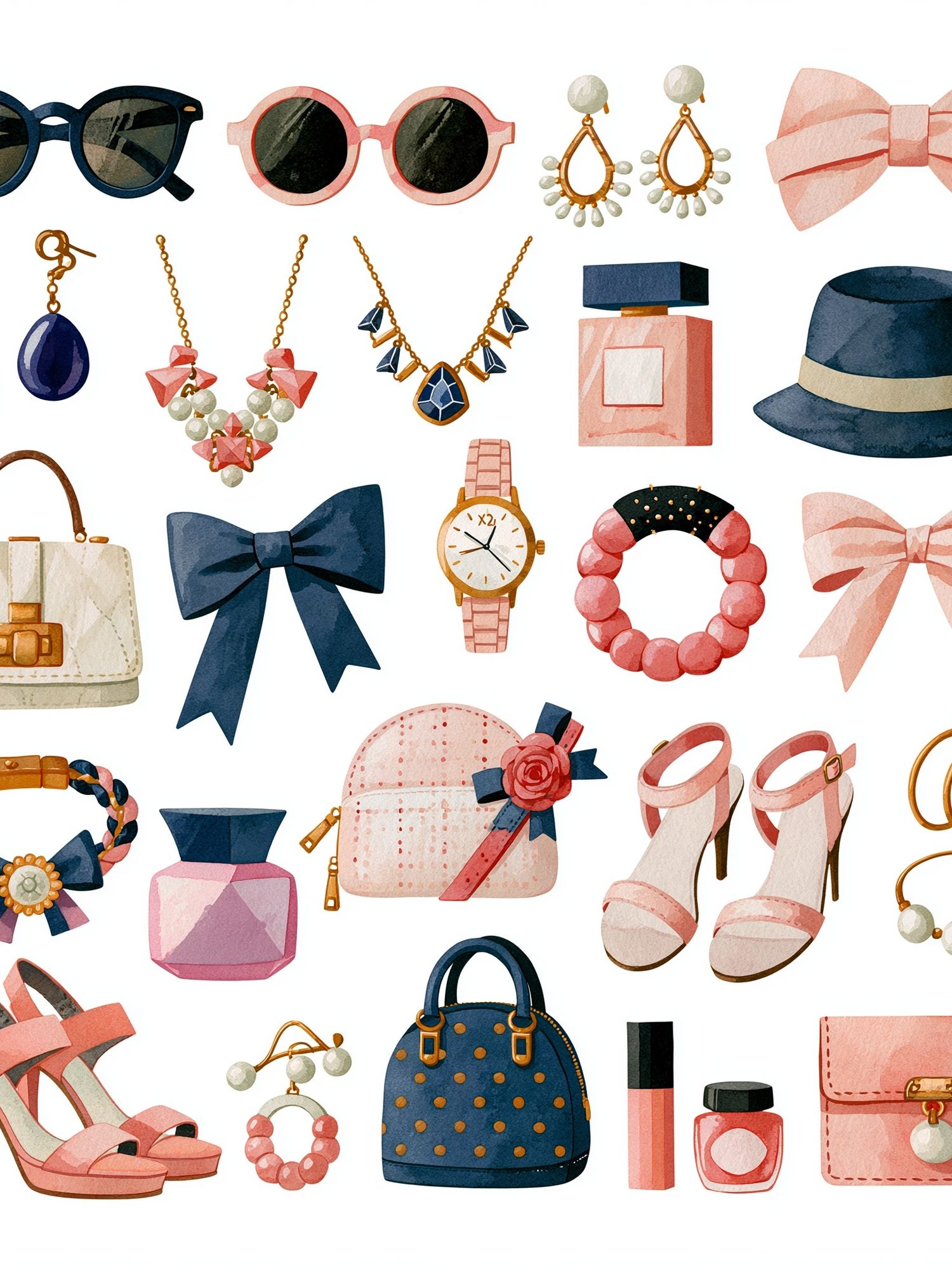 Fashion Accessories Watercolor Poster. poster — fashion art