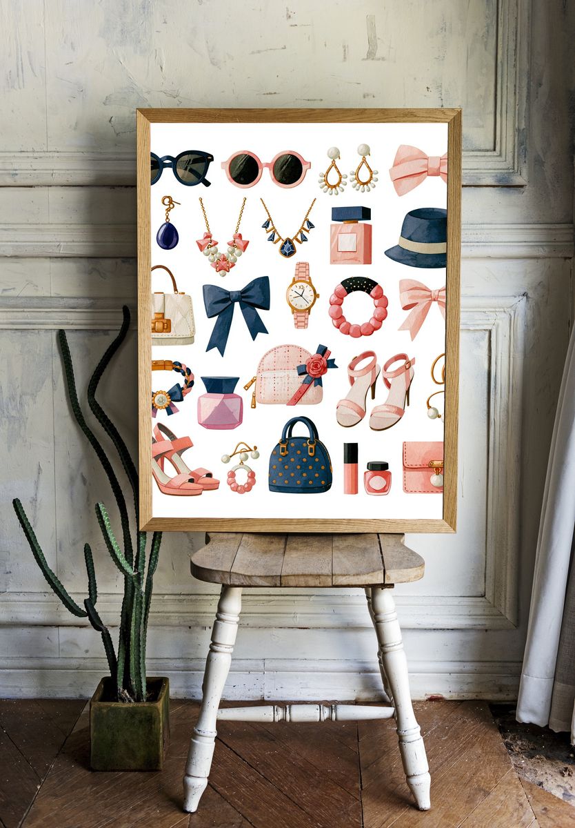Fashion Accessories Watercolor Poster. room preview