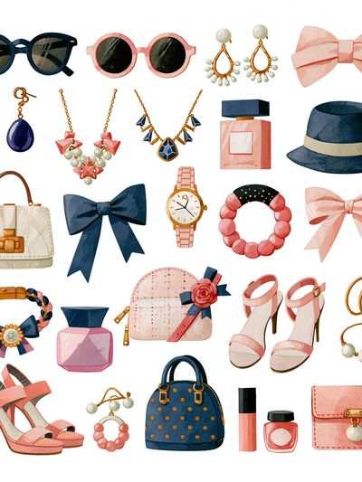 Fashion Accessories Watercolor Poster.
