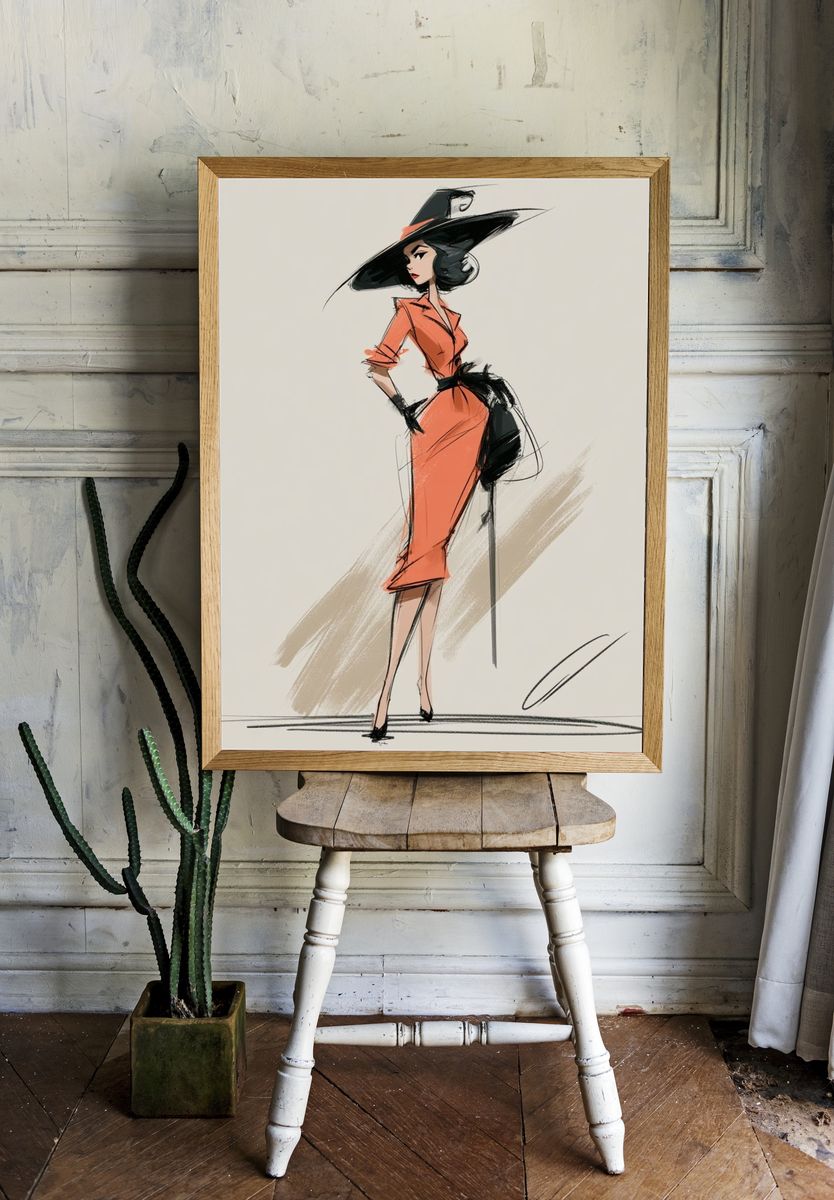 Fashion Sketch Woman Print. — room view 1