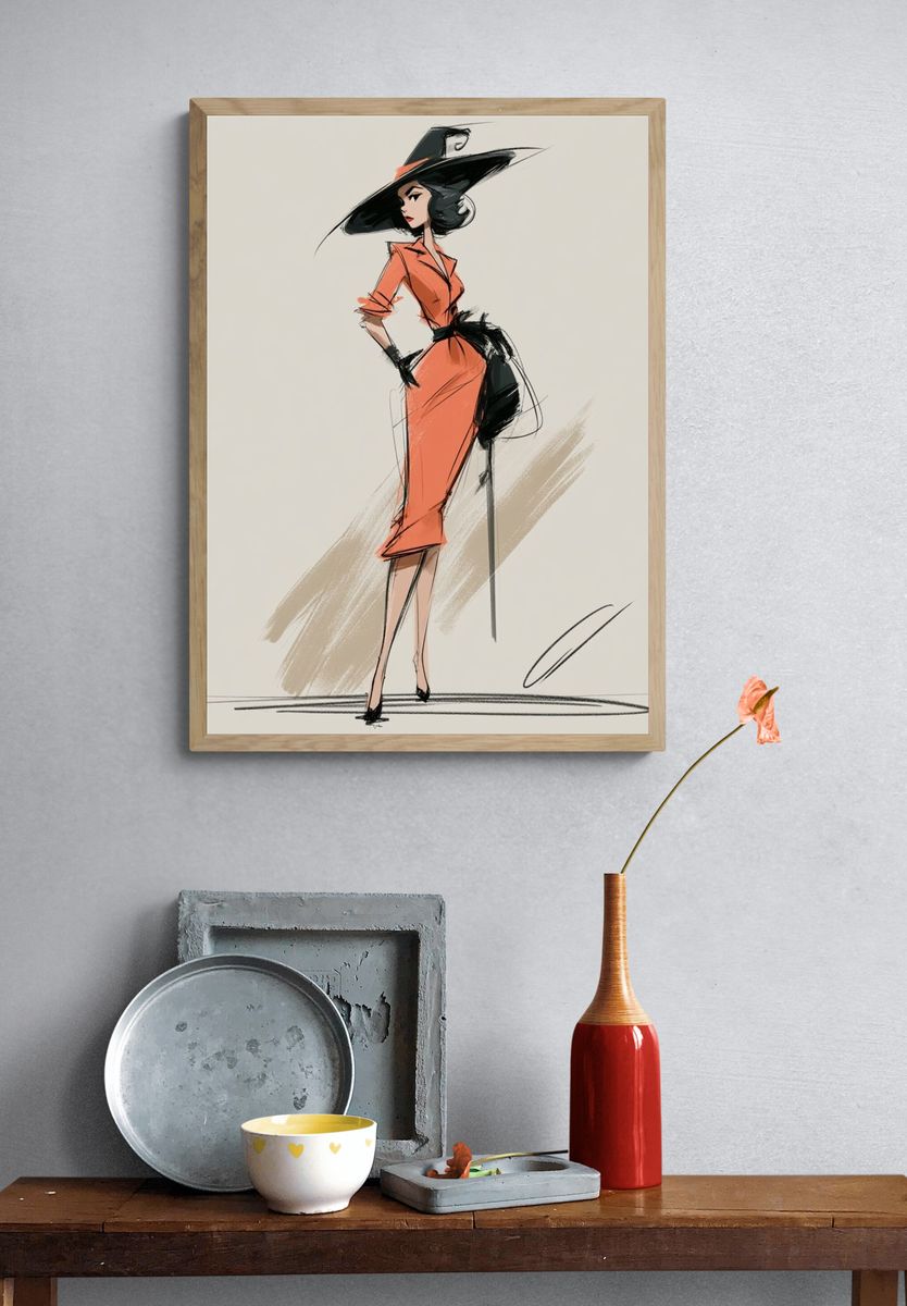 Fashion Sketch Woman Print. — room view 3