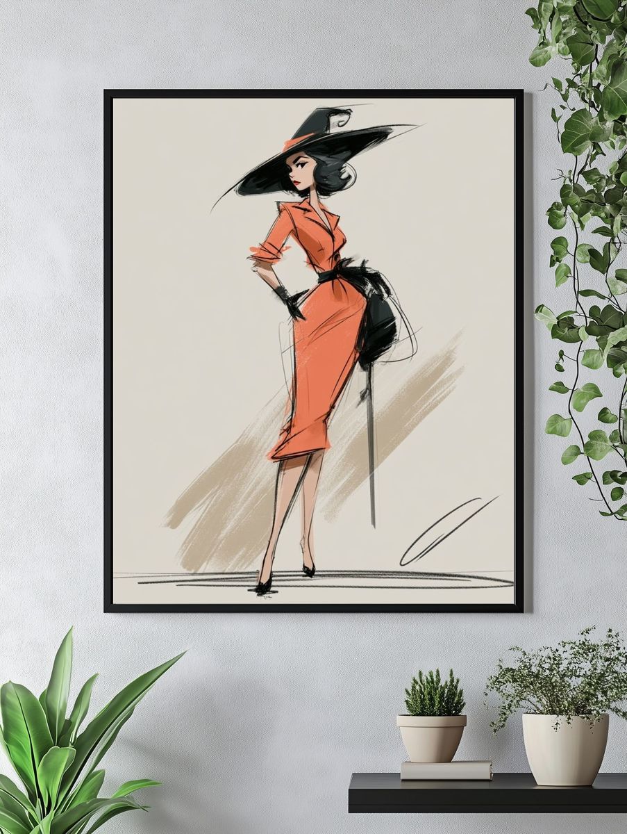 Fashion Sketch Woman Print. — room view 4