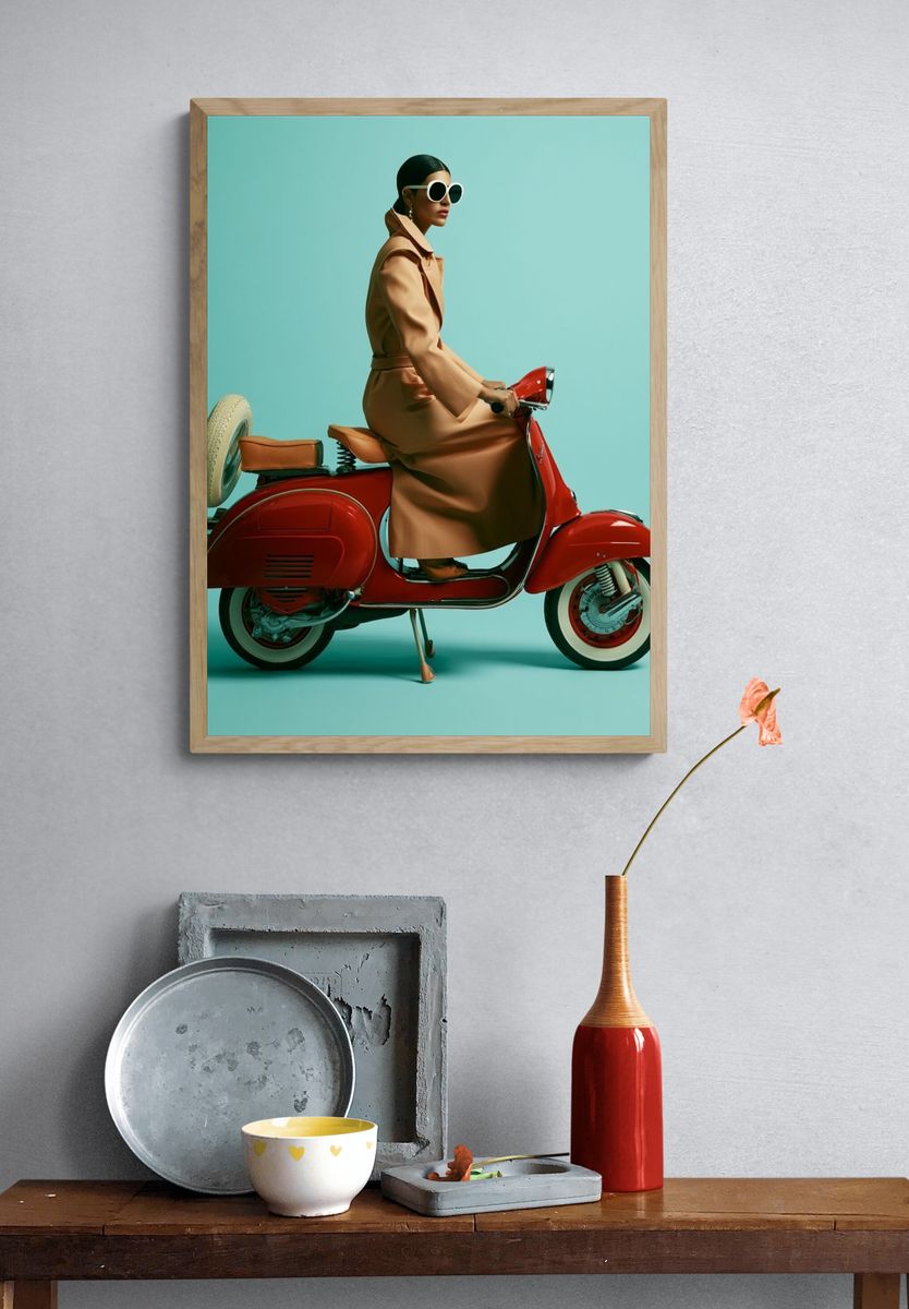 Fashion Scooter Portrait Poster. — room view 3