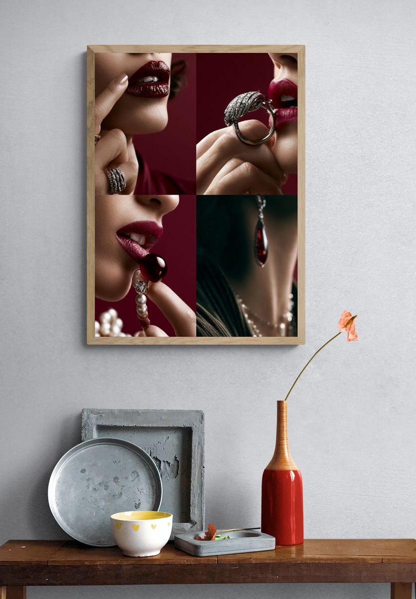 Luxury Lips and Jewelry Poster. — room view 3