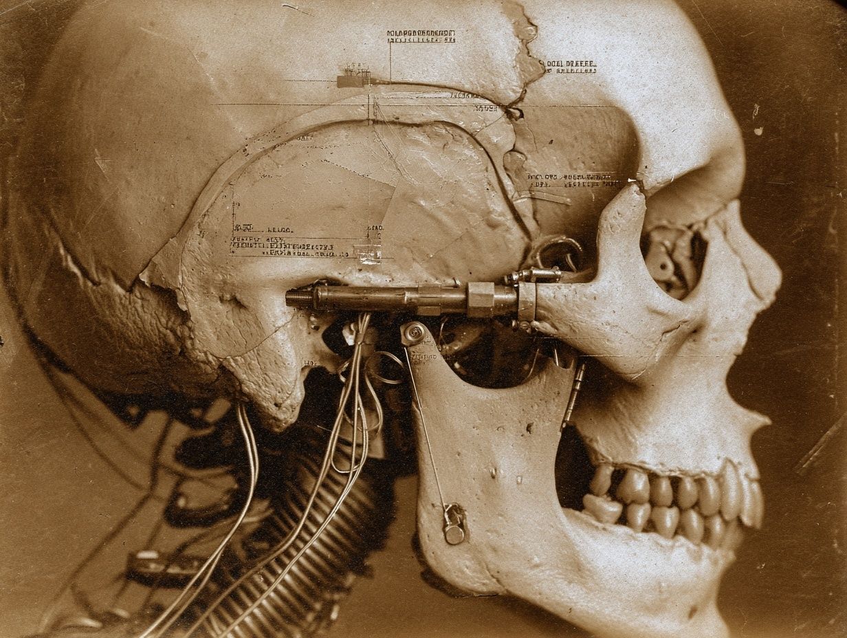 Cybernetic Skull Sepia Print. poster detail