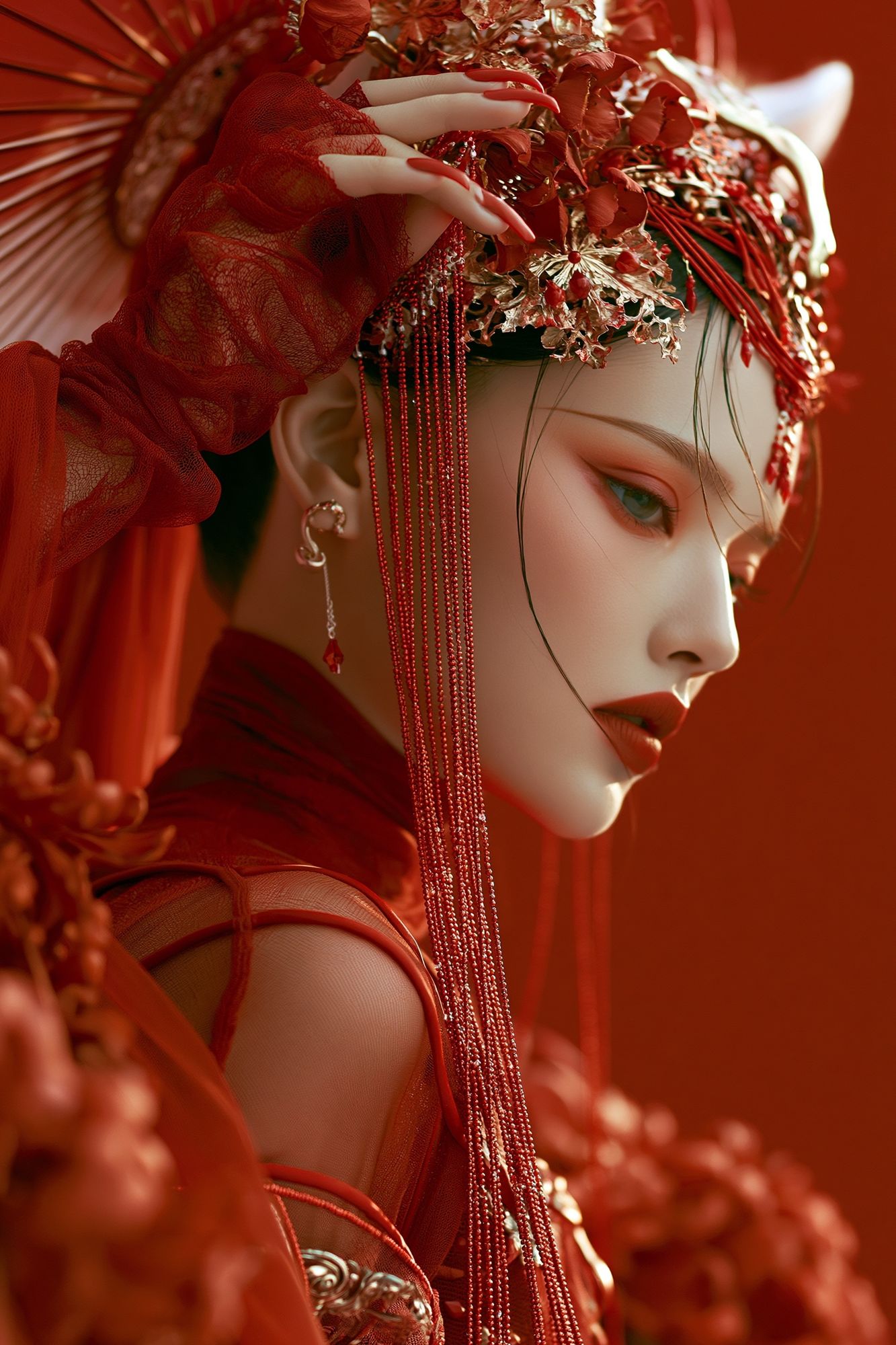 Crimson Couture Portrait Print. poster detail