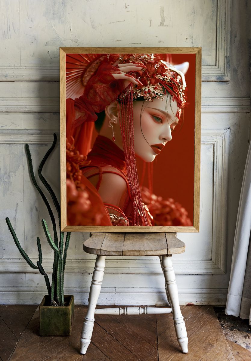Crimson Couture Portrait Print. room preview