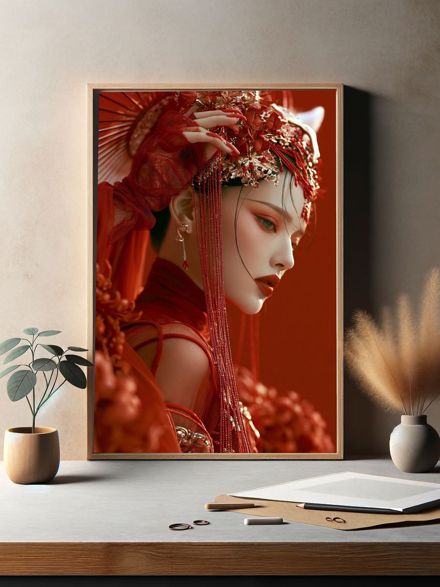 Crimson Couture Portrait Print. — room view 2