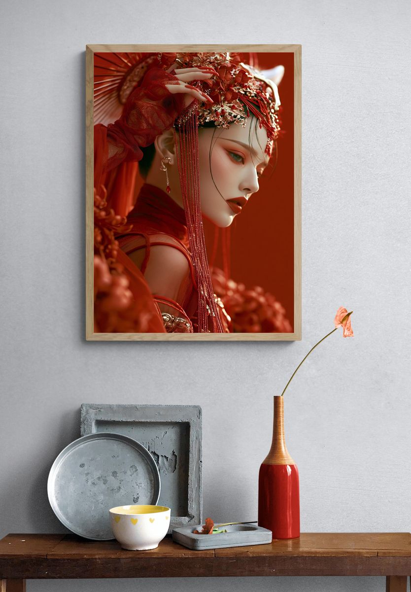 Crimson Couture Portrait Print. — room view 3