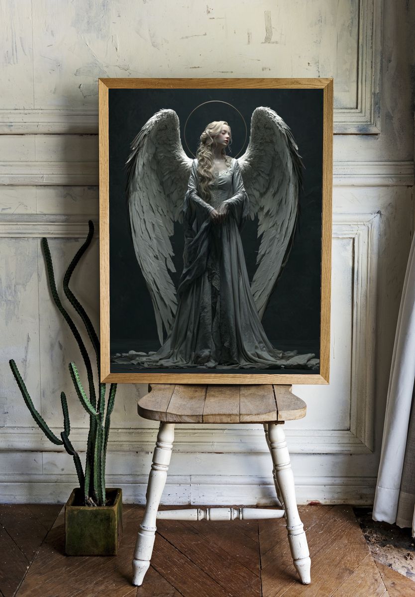 Winged Angel Surrealism Print. — room view 1