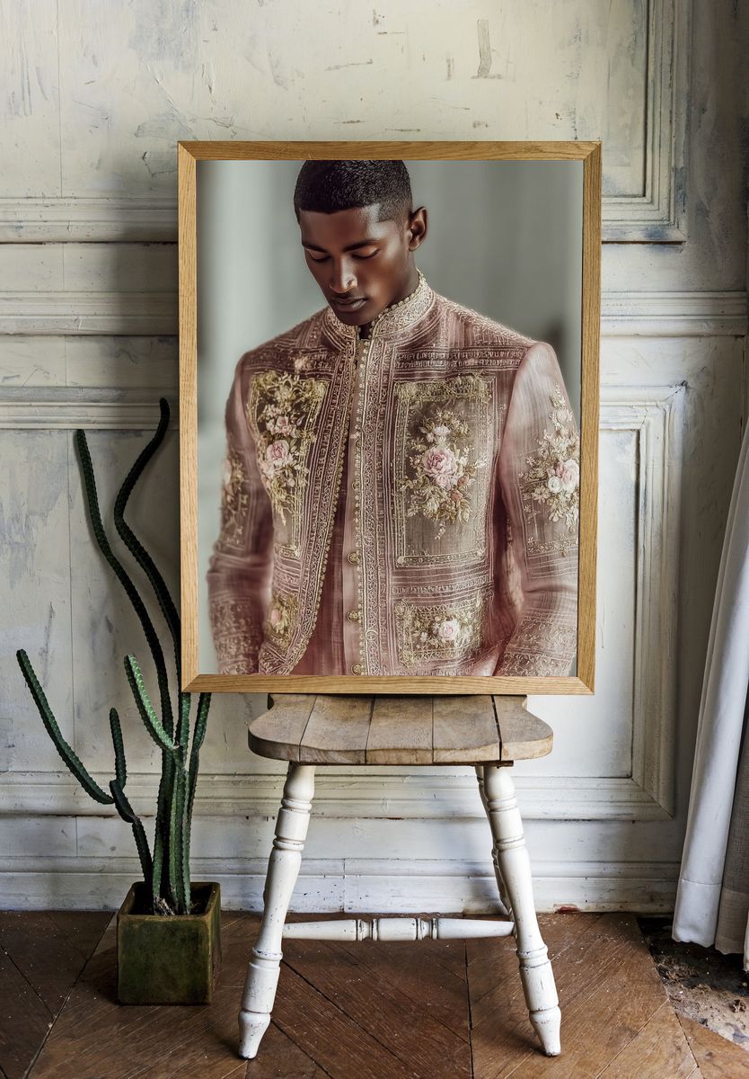 Embroidered Portrait Fashion Poster. — room view 1