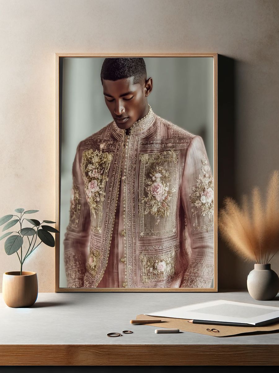 Embroidered Portrait Fashion Poster. — room view 2