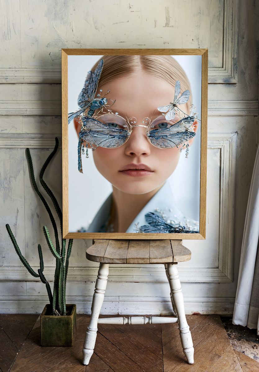 Butterfly Couture Portrait Print. room preview