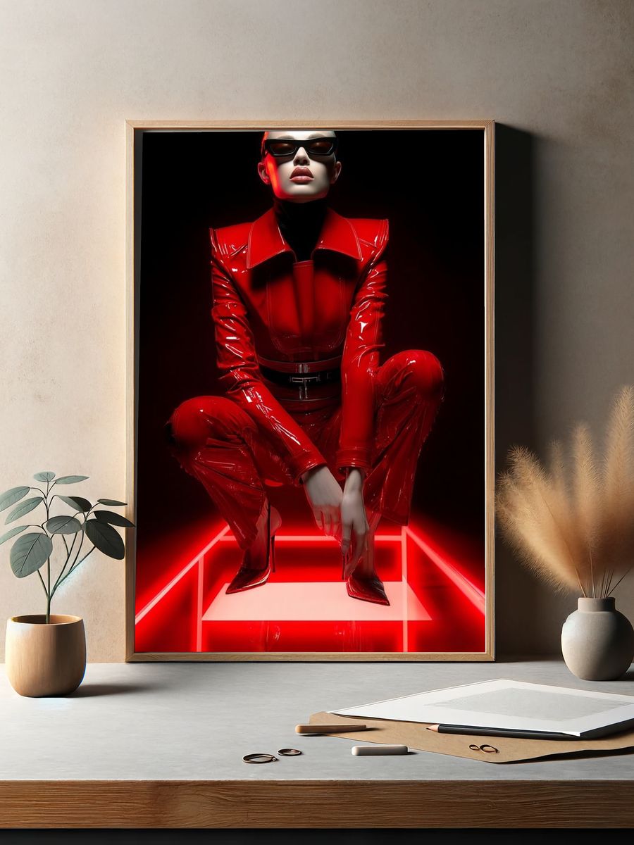 Red Vinyl Fashion Portrait Poster. — room view 2