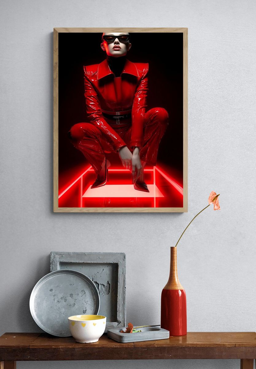 Red Vinyl Fashion Portrait Poster. — room view 3