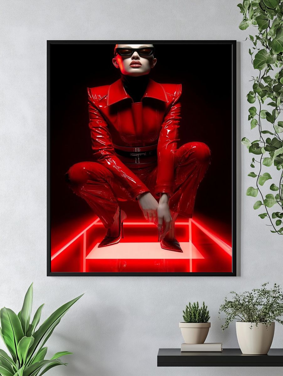 Red Vinyl Fashion Portrait Poster. — room view 4