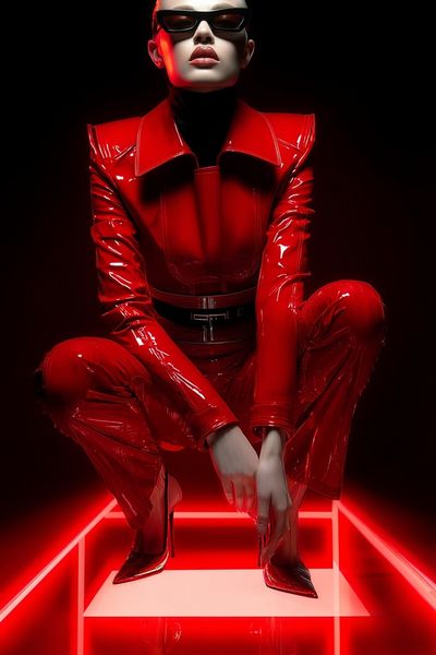 Red Vinyl Fashion Portrait Poster