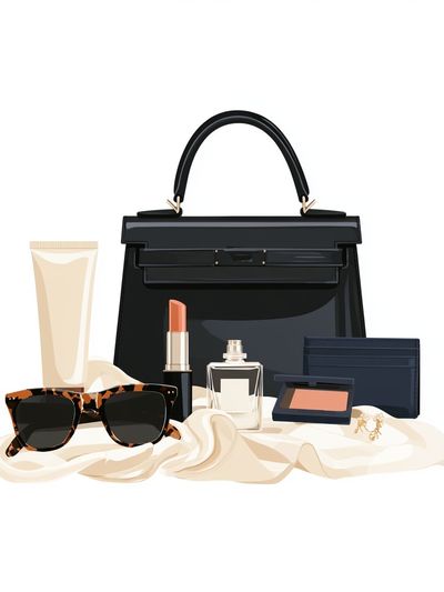 Luxury Handbag and Beauty Still Life Poster. poster