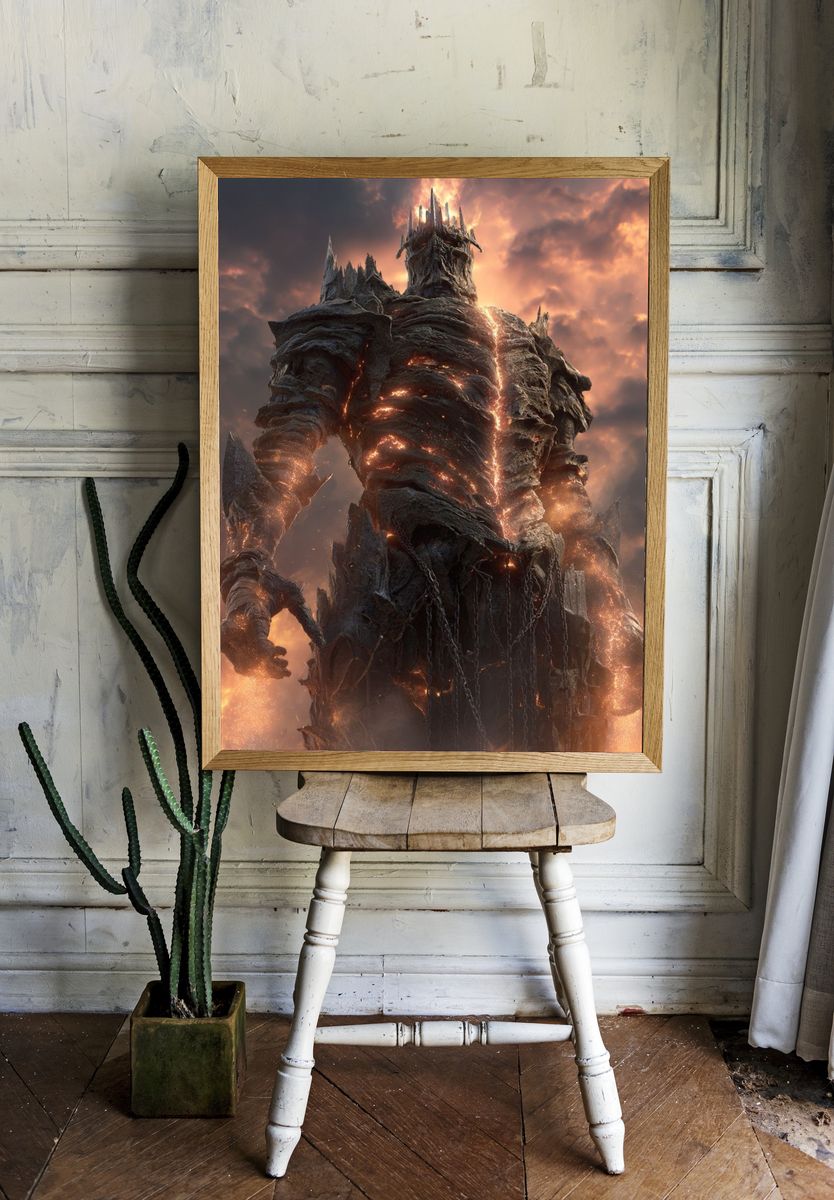 Fiery Titan — Fantasy Art Print. — room view 1