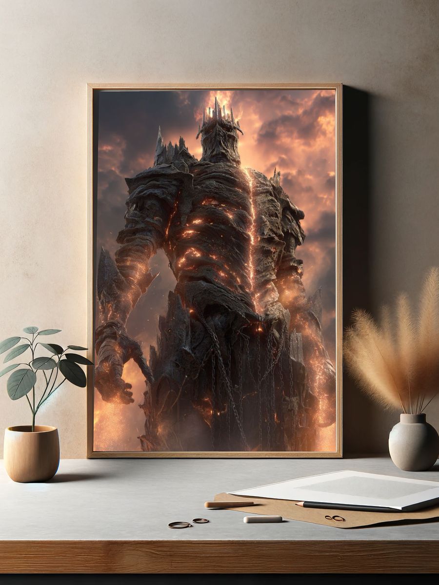 Fiery Titan — Fantasy Art Print. — room view 2