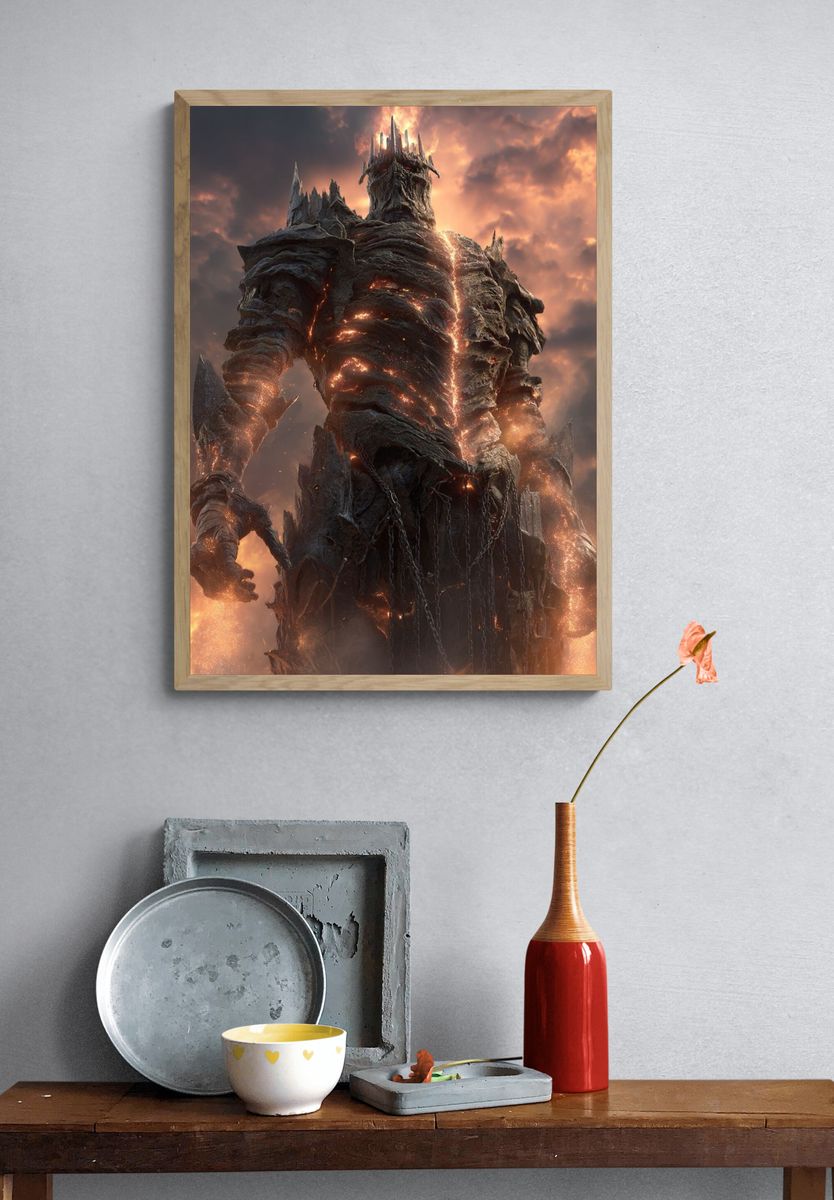 Fiery Titan — Fantasy Art Print. — room view 3