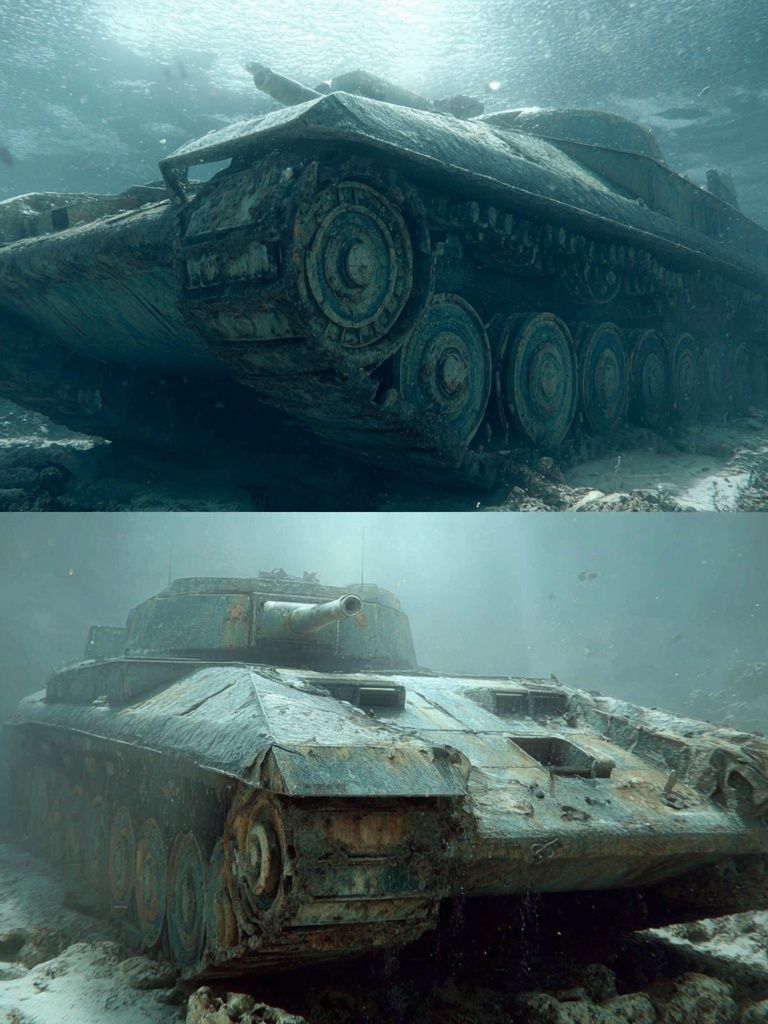 Sunken Tank Underwater Print. poster detail
