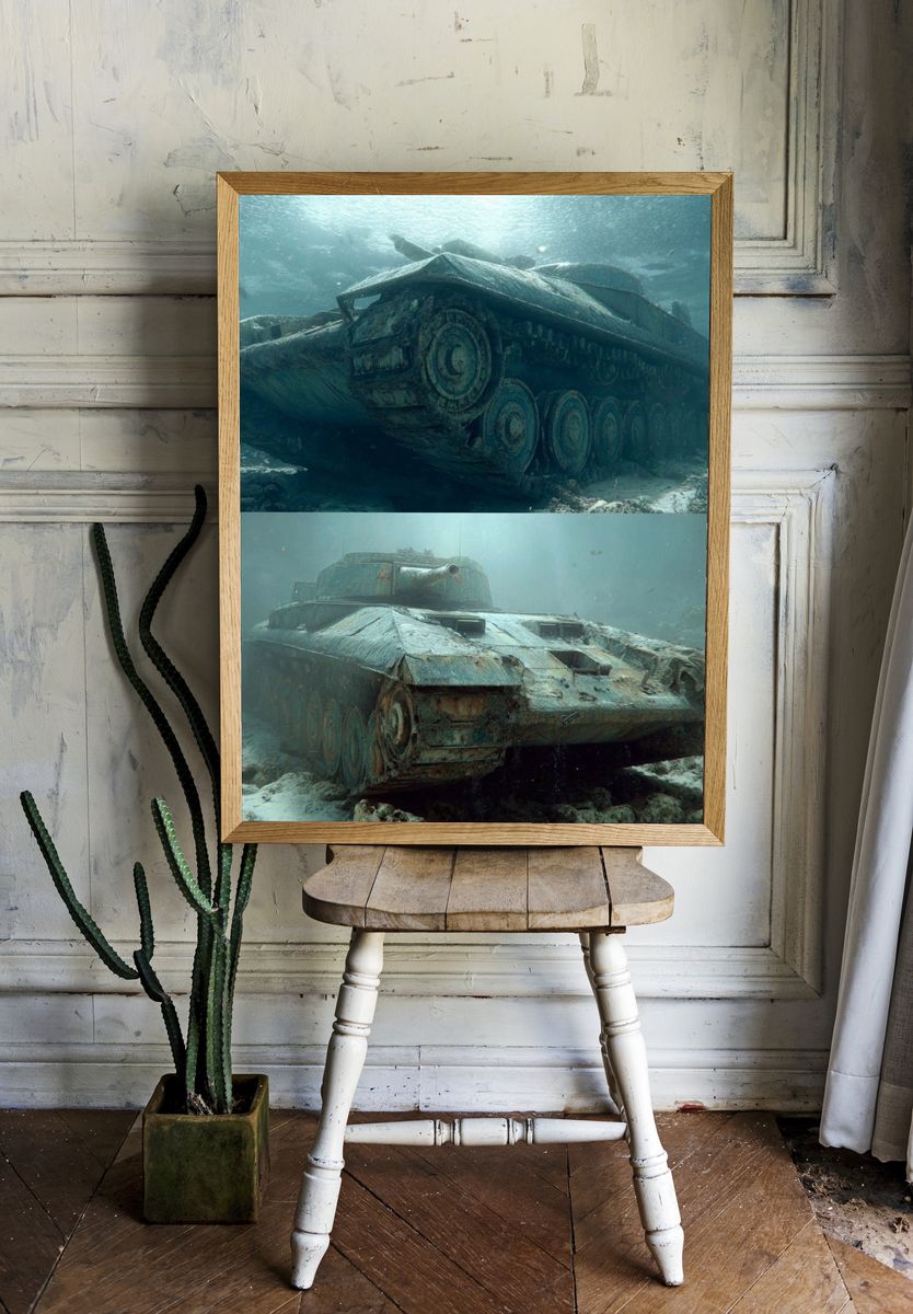 Sunken Tank Underwater Print. — room view 1