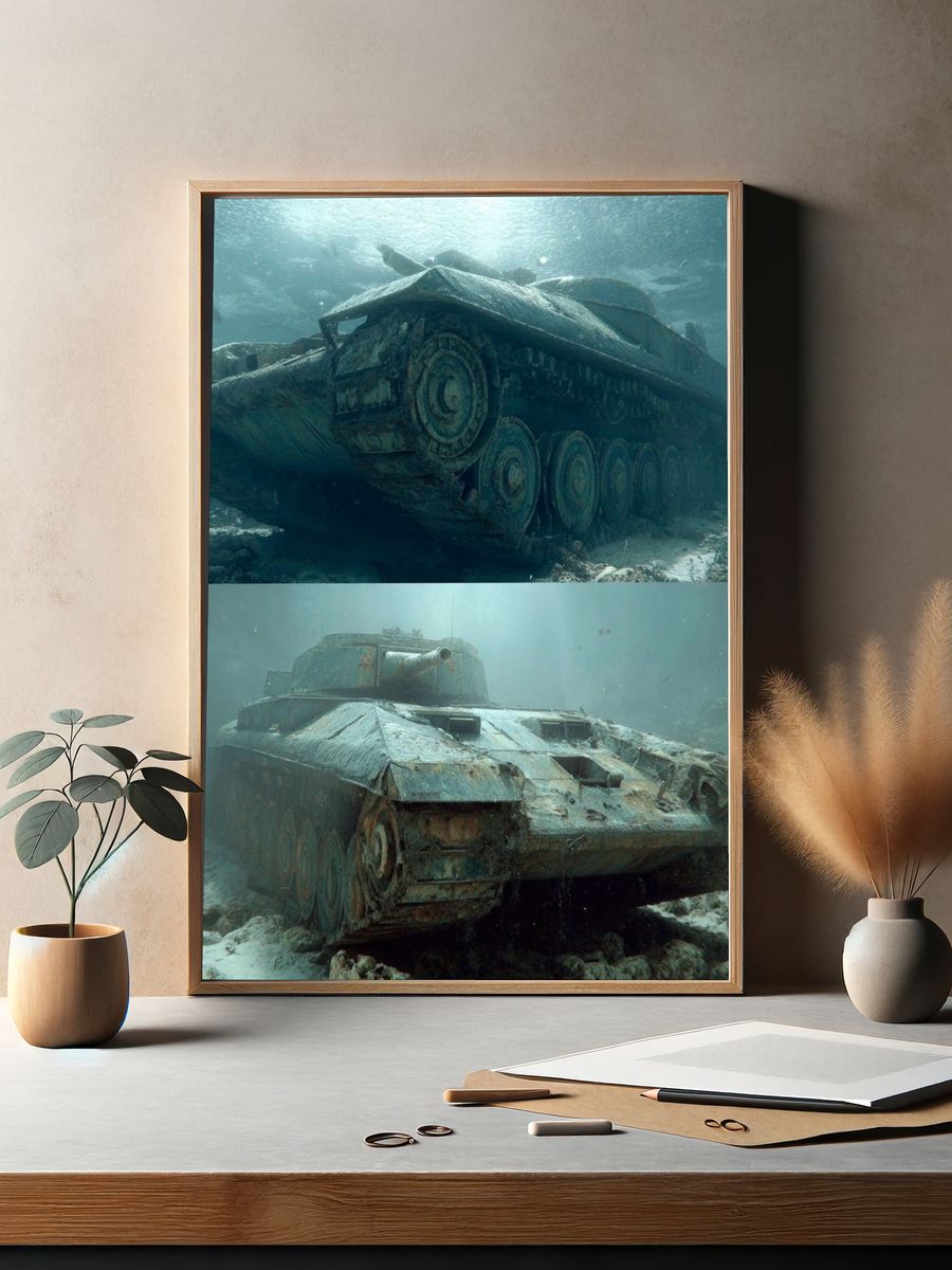 Sunken Tank Underwater Print. — room view 2