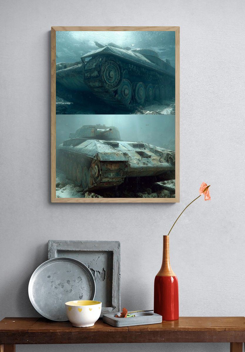 Sunken Tank Underwater Print. — room view 3