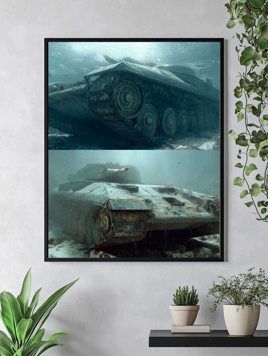 Sunken Tank Underwater Print. — room view 4