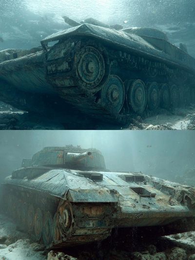 Sunken Tank Underwater Print. poster print