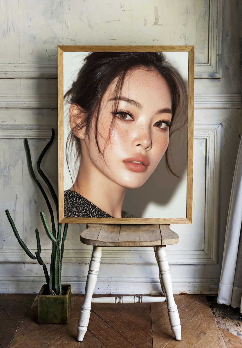 Freckled Beauty Portrait Poster. — room view 1