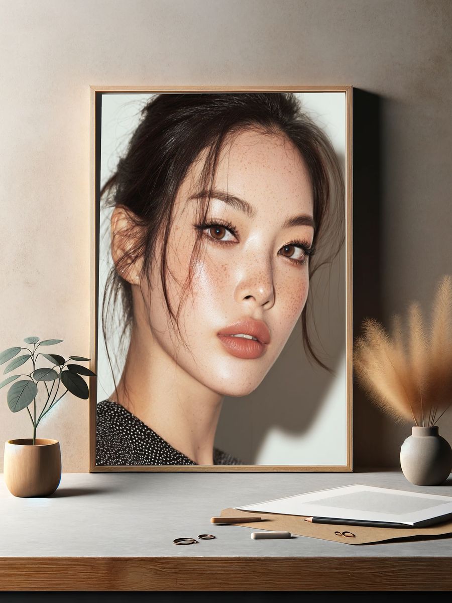 Freckled Beauty Portrait Poster. — room view 2
