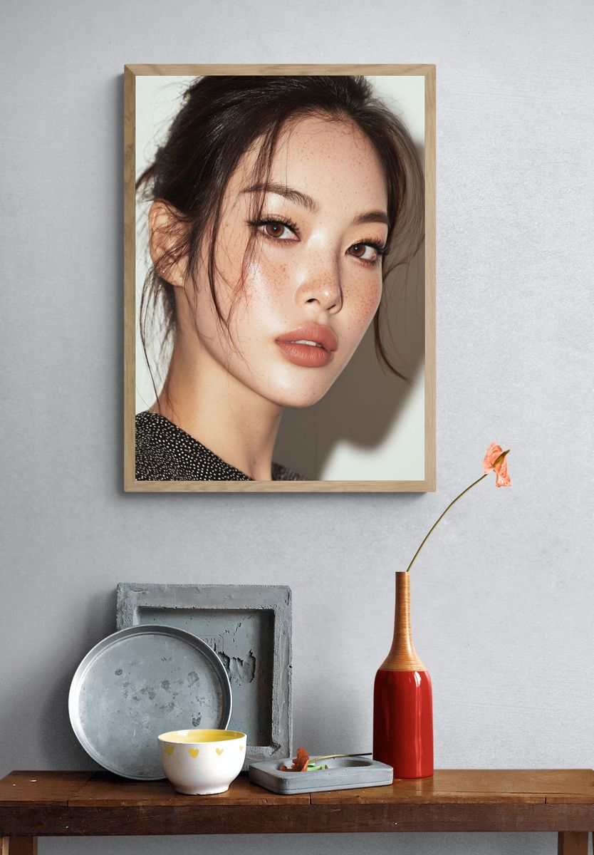 Freckled Beauty Portrait Poster. — room view 3