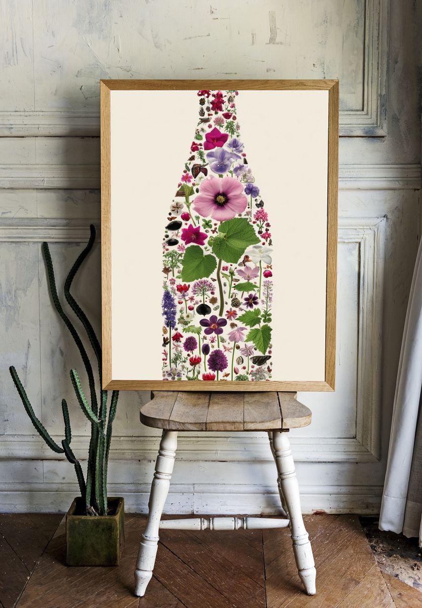 Floral Bottle Illustration Poster. — room view 1