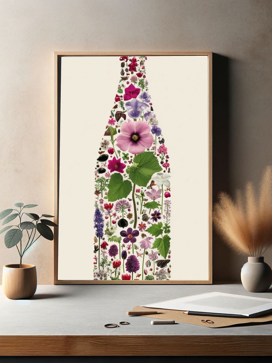 Floral Bottle Illustration Poster. — room view 2