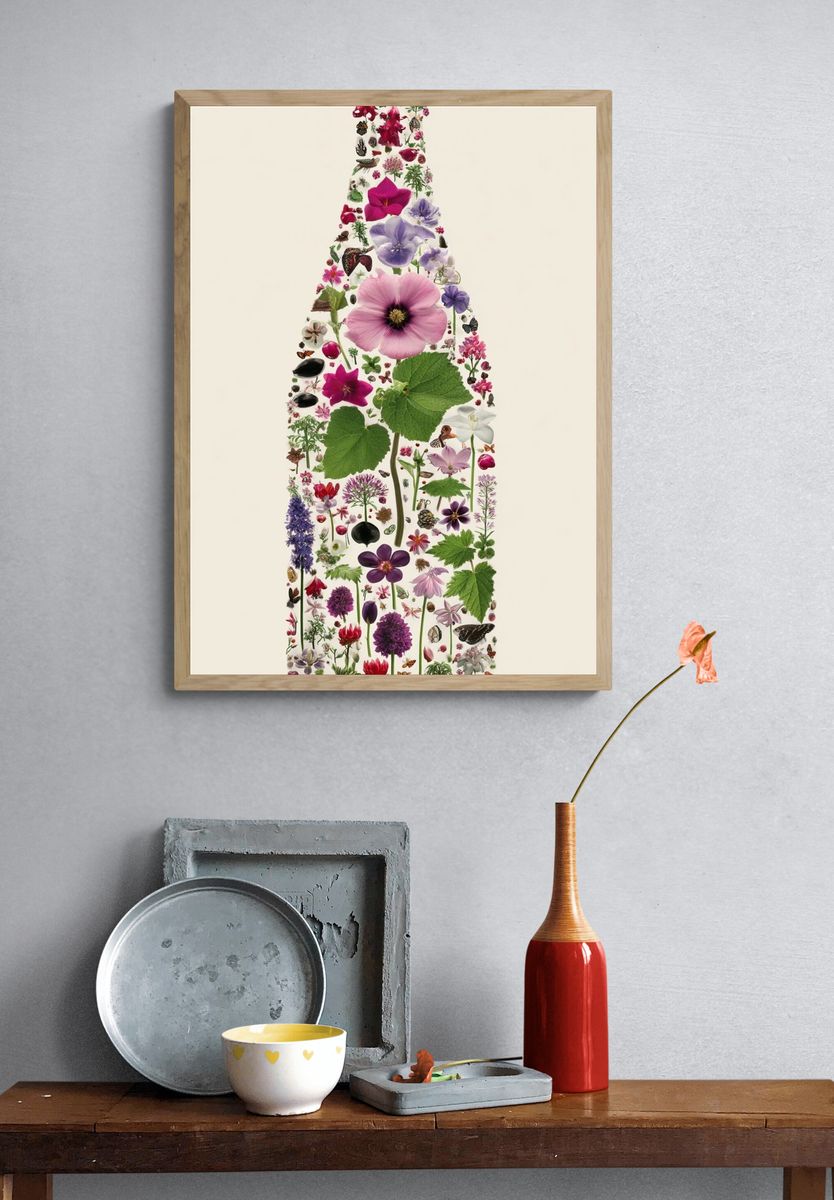 Floral Bottle Illustration Poster. — room view 3
