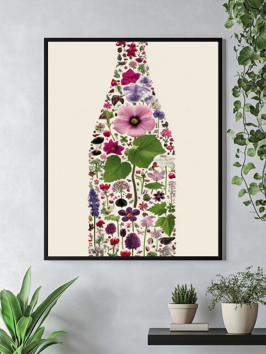 Floral Bottle Illustration Poster. — room view 4