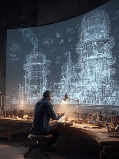 Futuristic Blueprint Workshop Poster. poster print