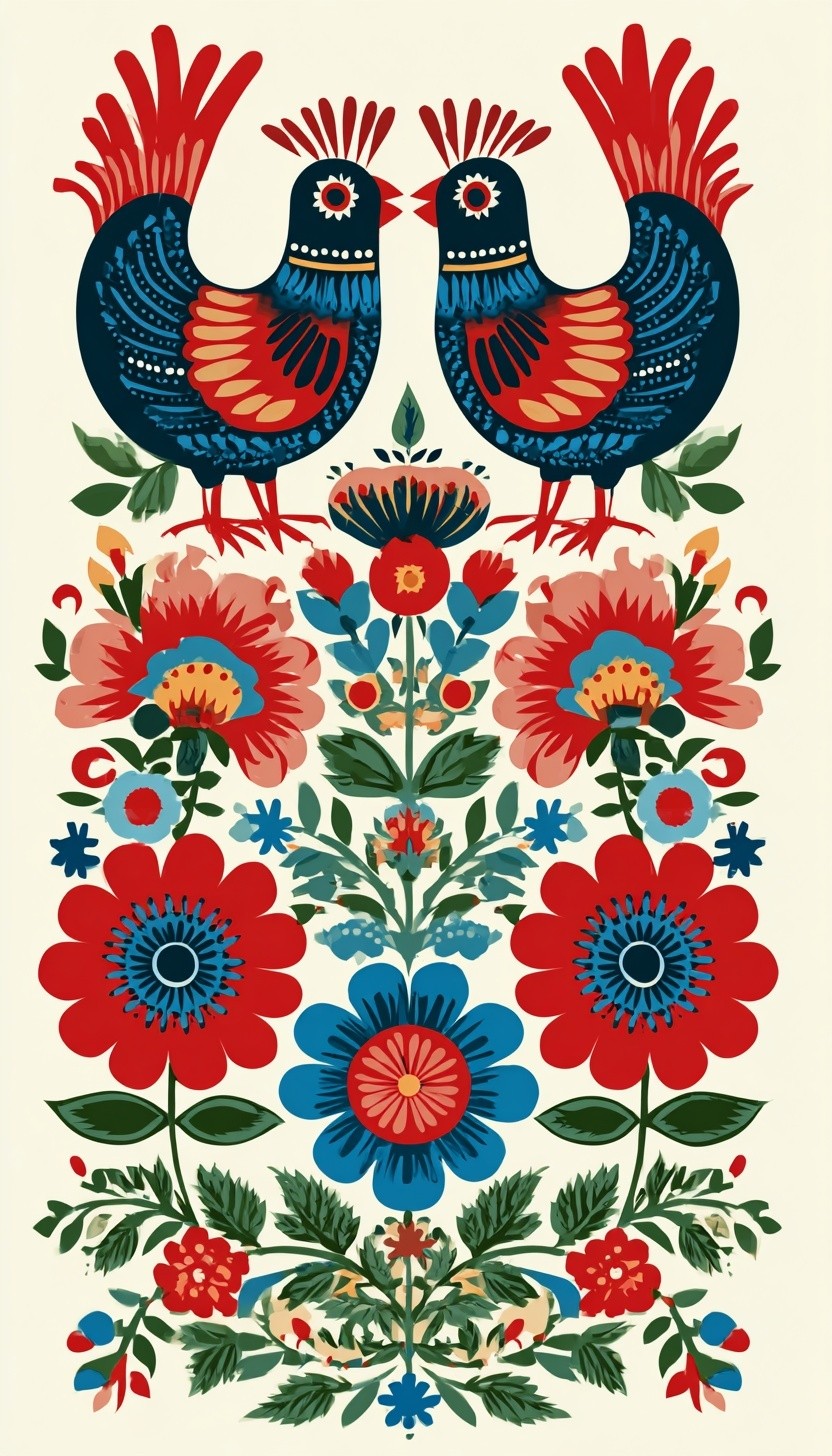 Floral Birds — Bohemian Print. poster detail