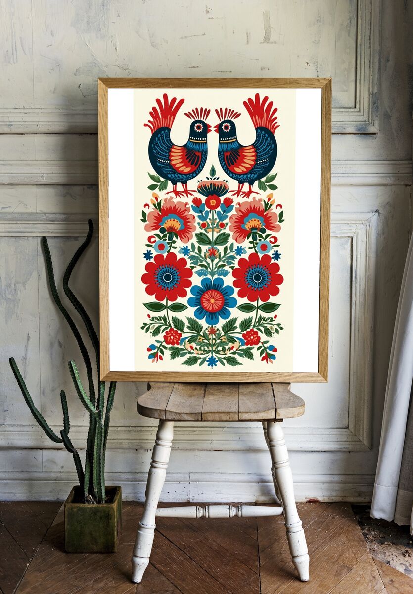 Floral Birds — Bohemian Print. — room view 1