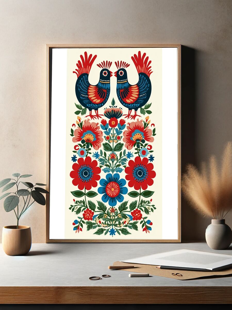 Floral Birds — Bohemian Print. — room view 2