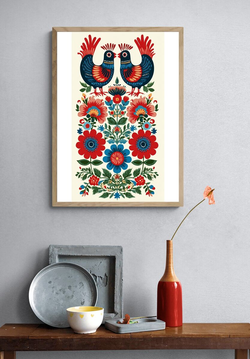 Floral Birds — Bohemian Print. — room view 3