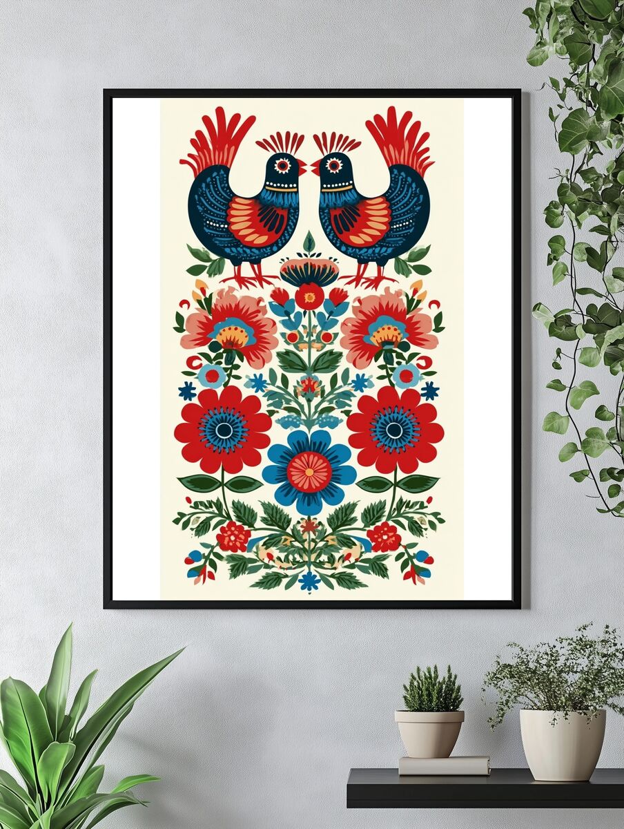 Floral Birds — Bohemian Print. — room view 4