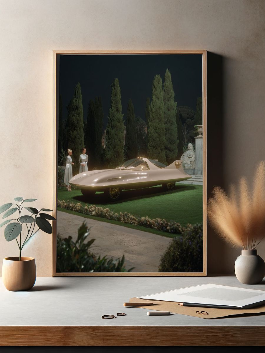 Futurist Concept Car Night Poster. — room view 2