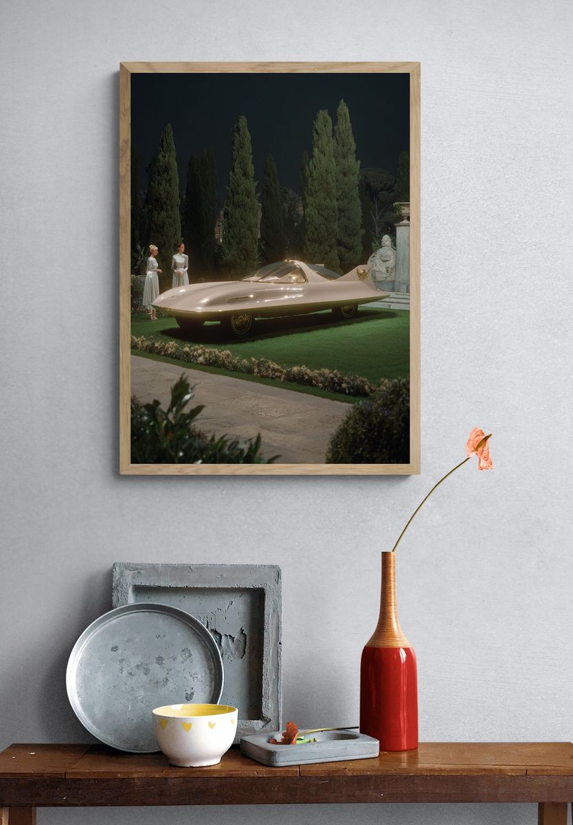 Futurist Concept Car Night Poster. — room view 3