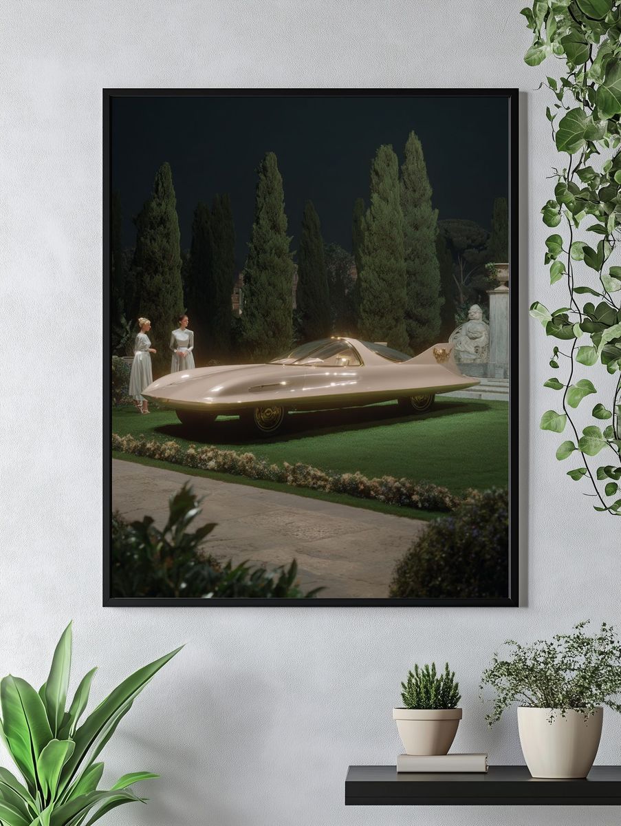 Futurist Concept Car Night Poster. — room view 4