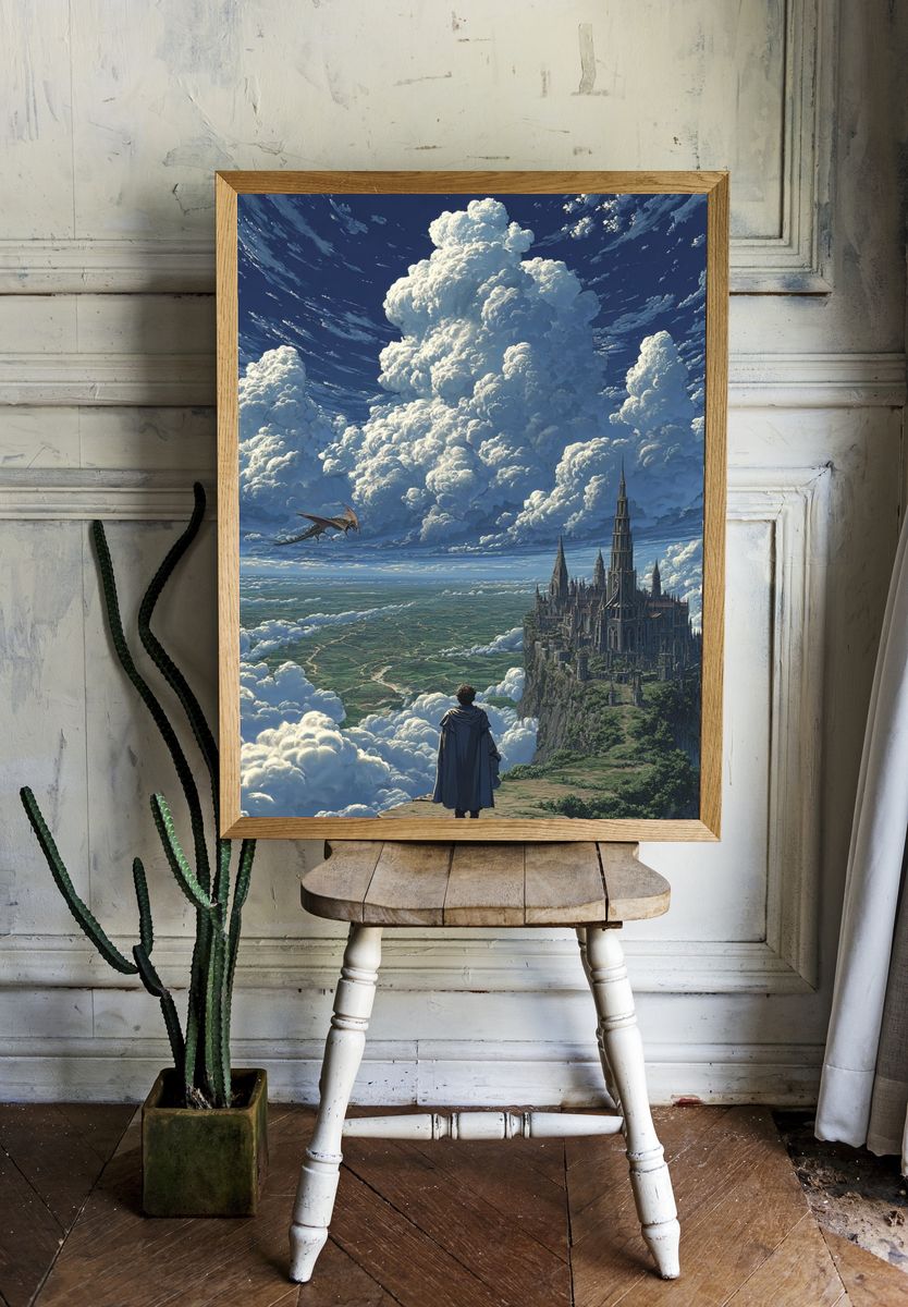 Fantasy Castle in the Clouds — Art Print. — room view 1