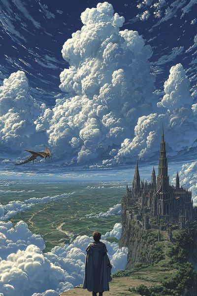 Fantasy Castle in the Clouds — Art Print. poster